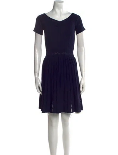 Pre-owned Sandro V-neck Mini Dress In Blue