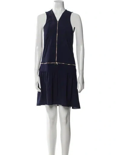 Pre-owned Sandro V-neck Mini Dress In Blue
