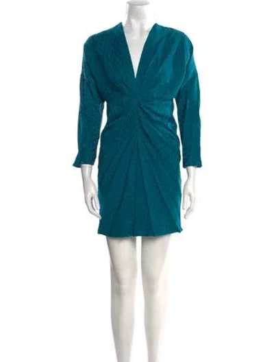 Pre-owned Sandro V-neck Mini Dress In Blue