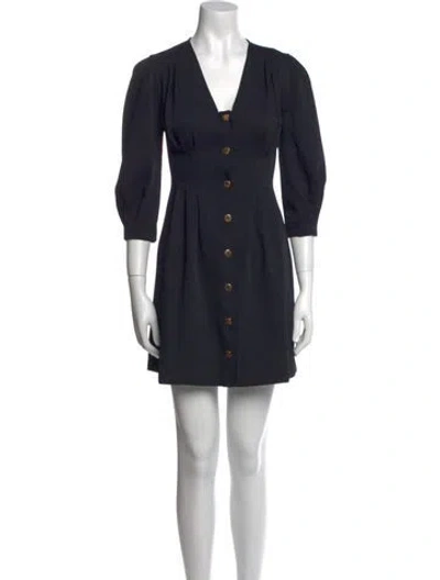 Pre-owned Sandro V-neck Mini Dress In Blue