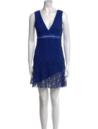 Pre-owned Sandro V-neck Mini Dress In Blue