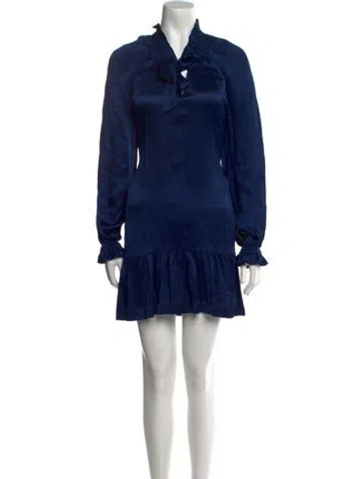 Pre-owned Sandro V-neck Mini Dress In Blue