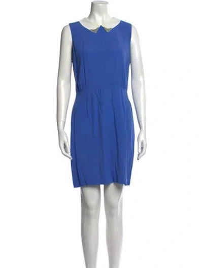Pre-owned Sandro V-neck Mini Dress In Blue