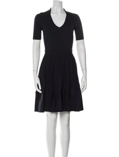 Pre-owned Sandro V-neck Mini Dress In Blue