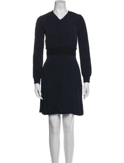 Pre-owned Sandro V-neck Mini Dress In Blue