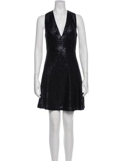 Pre-owned Sandro V-neck Mini Dress In Blue