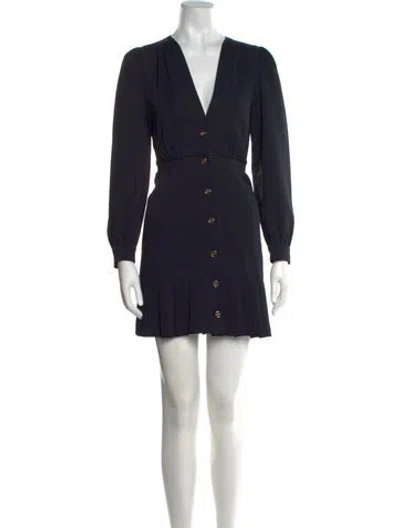 Pre-owned Sandro V-neck Mini Dress In Blue