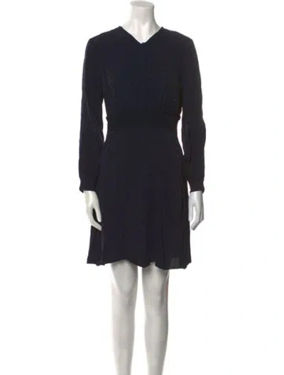Pre-owned Sandro V-neck Mini Dress In Blue