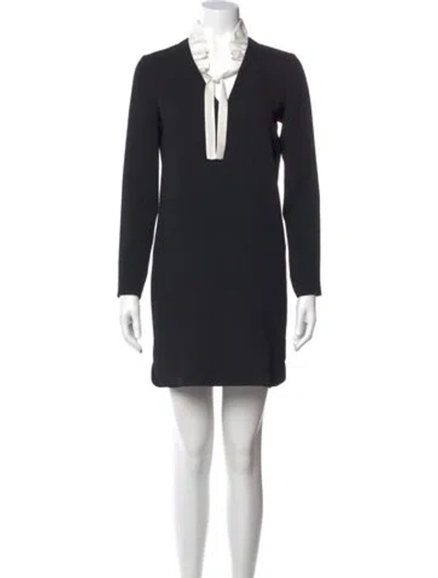 Pre-owned Sandro V-neck Mini Dress In Blue