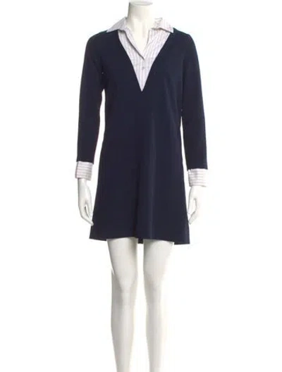 Pre-owned Sandro V-neck Mini Dress In Blue