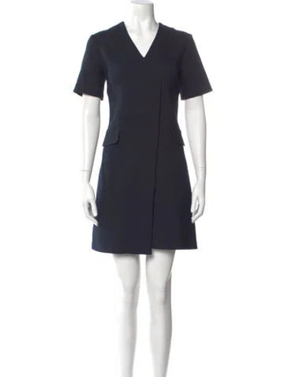 Pre-owned Sandro V-neck Mini Dress In Blue
