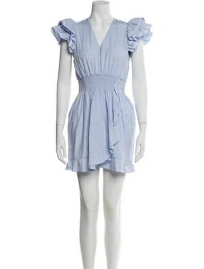 Pre-owned Sandro V-neck Mini Dress In Blue