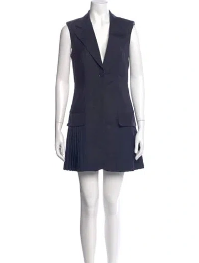 Pre-owned Sandro V-neck Mini Dress In Blue