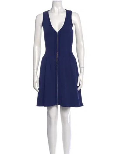 Pre-owned Sandro V-neck Mini Dress In Blue