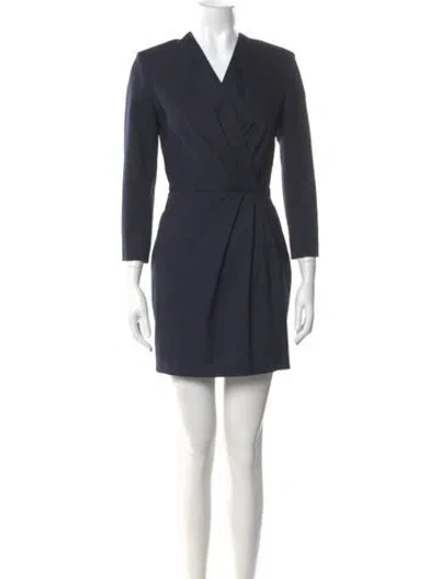 Pre-owned Sandro V-neck Mini Dress In Blue