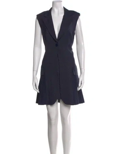 Pre-owned Sandro V-neck Mini Dress In Blue