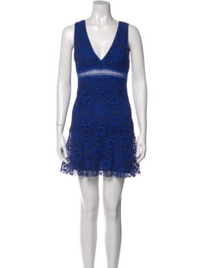Pre-owned Sandro V-neck Mini Dress In Blue