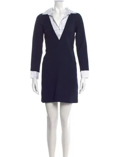 Pre-owned Sandro V-neck Mini Dress In Blue