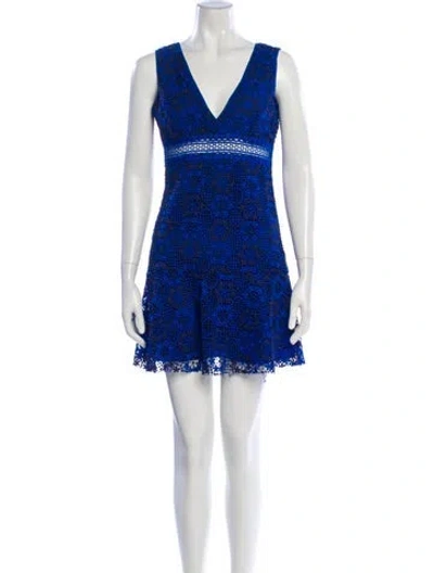 Pre-owned Sandro V-neck Mini Dress In Blue