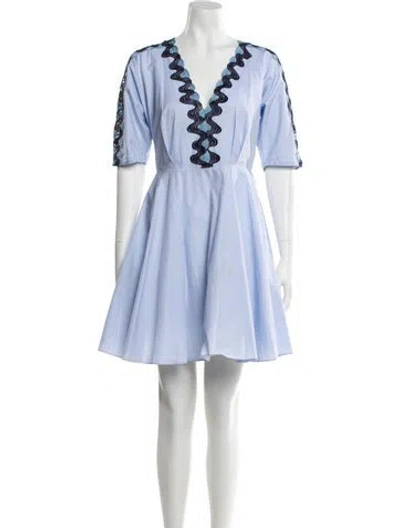 Pre-owned Sandro V-neck Mini Dress In Blue