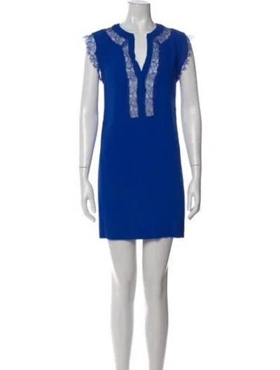 Pre-owned Sandro V-neck Mini Dress In Blue