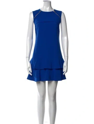 Pre-owned Sandro V-neck Mini Dress In Blue