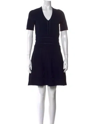 Pre-owned Sandro V-neck Mini Dress In Blue