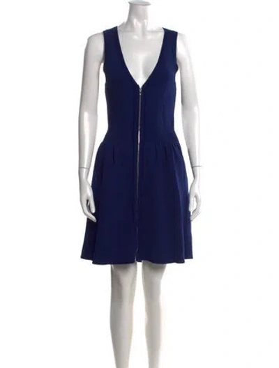 Pre-owned Sandro V-neck Mini Dress In Blue