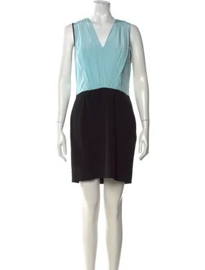 Pre-owned Sandro V-neck Mini Dress In Blue