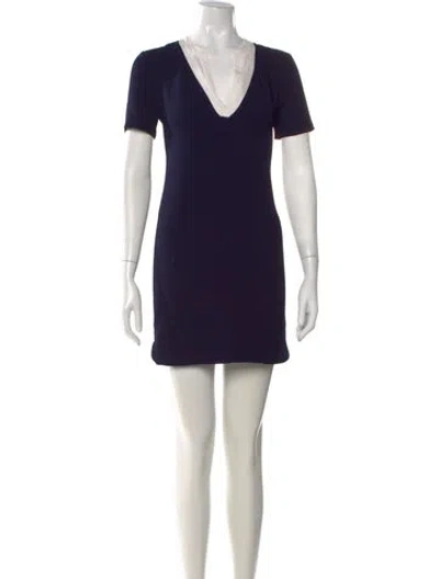 Pre-owned Sandro V-neck Mini Dress In Blue
