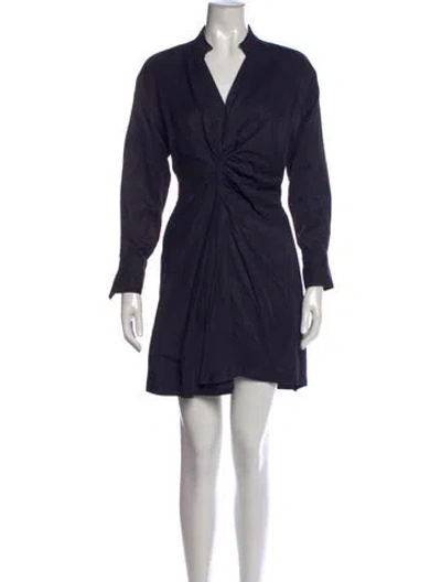 Pre-owned Sandro V-neck Mini Dress In Blue