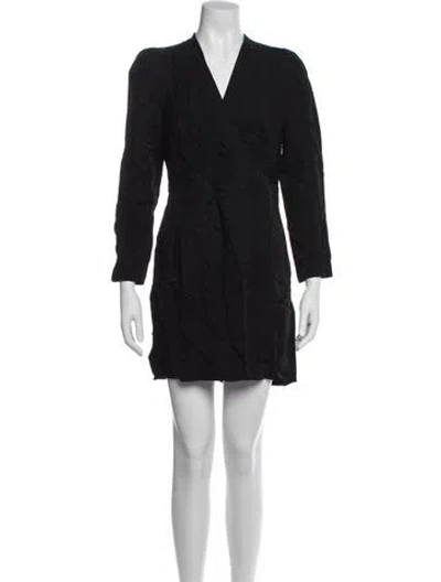 Pre-owned Sandro V-neck Mini Dress In Blue