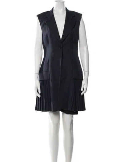 Pre-owned Sandro V-neck Mini Dress In Blue