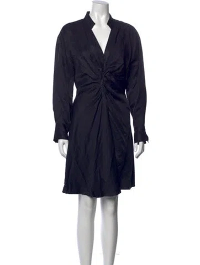 Pre-owned Sandro V-neck Mini Dress In Blue