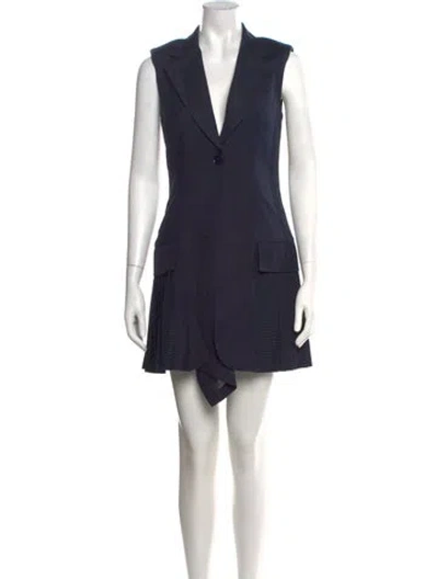 Pre-owned Sandro V-neck Mini Dress In Blue
