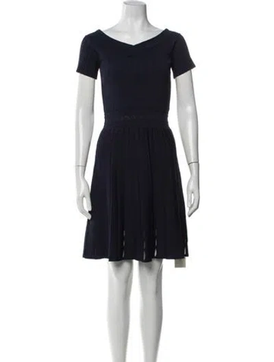 Pre-owned Sandro V-neck Mini Dress In Blue