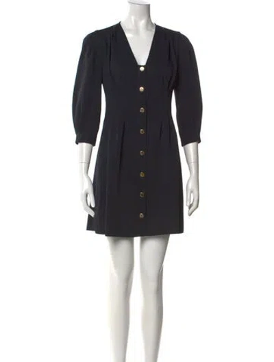 Pre-owned Sandro V-neck Mini Dress In Blue