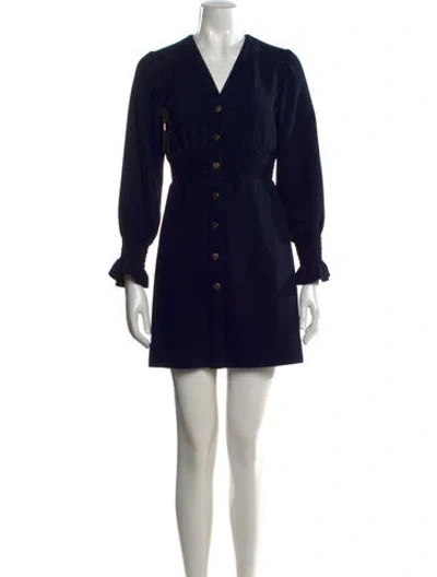 Pre-owned Sandro V-neck Mini Dress In Blue