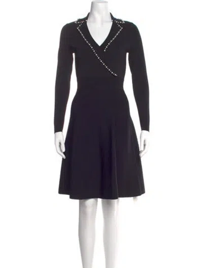 Pre-owned Sandro V-neck Mini Dress In Blue