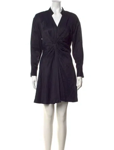 Pre-owned Sandro V-neck Mini Dress In Blue