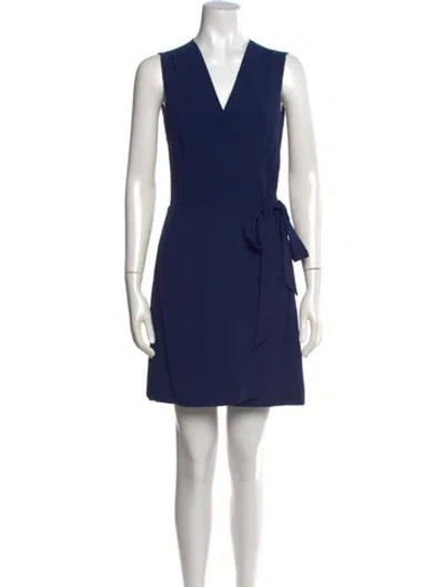 Pre-owned Sandro V-neck Mini Dress In Blue