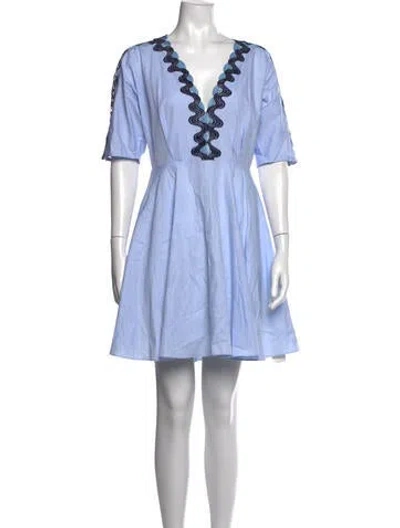 Pre-owned Sandro V-neck Mini Dress In Blue