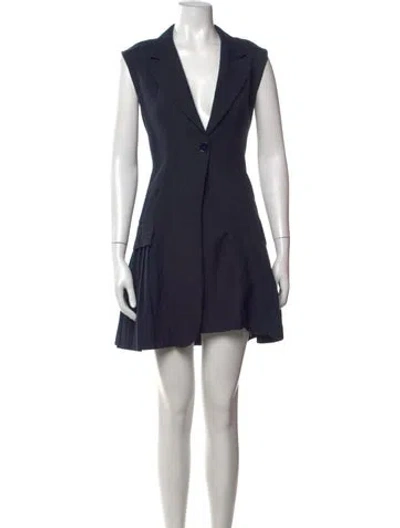 Pre-owned Sandro V-neck Mini Dress In Blue