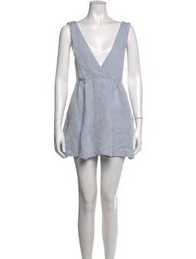 Pre-owned Sandro V-neck Mini Dress In Blue