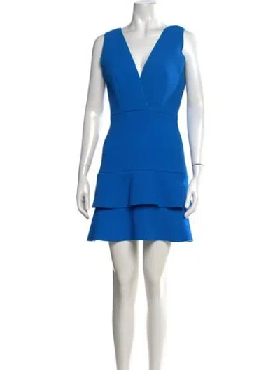 Pre-owned Sandro V-neck Mini Dress In Blue