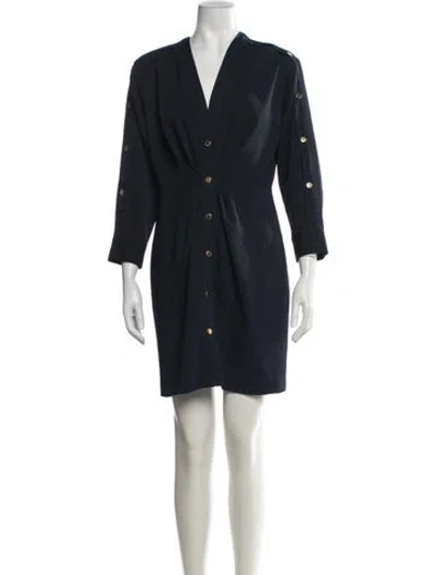 Pre-owned Sandro V-neck Mini Dress In Blue