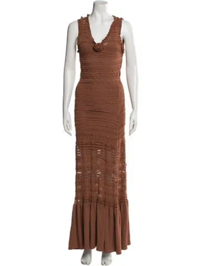 Pre-owned Sandro V-neck Mini Dress In Brown
