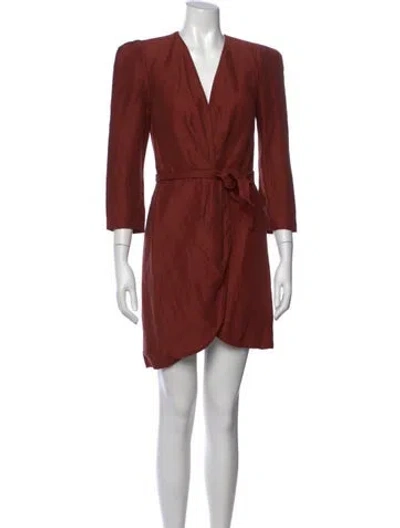 Pre-owned Sandro V-neck Mini Dress In Brown