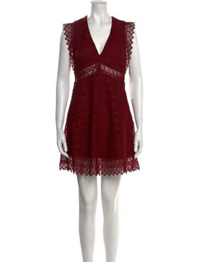 Pre-owned Sandro V-neck Mini Dress In Burgundy