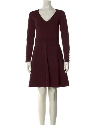 Pre-owned Sandro V-neck Mini Dress In Burgundy